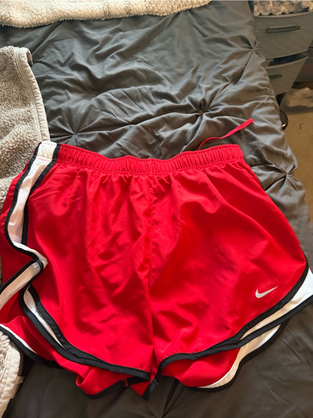 Nike Bright Red Athletic Shorts with Black Trim